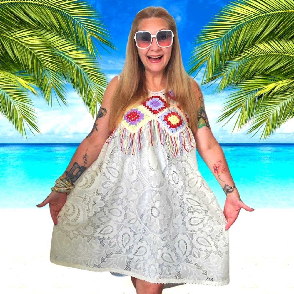 Refashioned Vintage Crochet Lace Dress ♻️